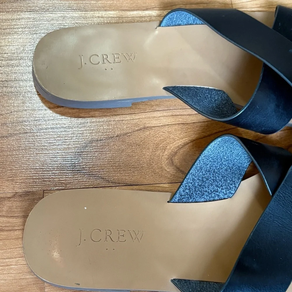 J. Crew Capri Black and Tan Cross Strap Sandals‎